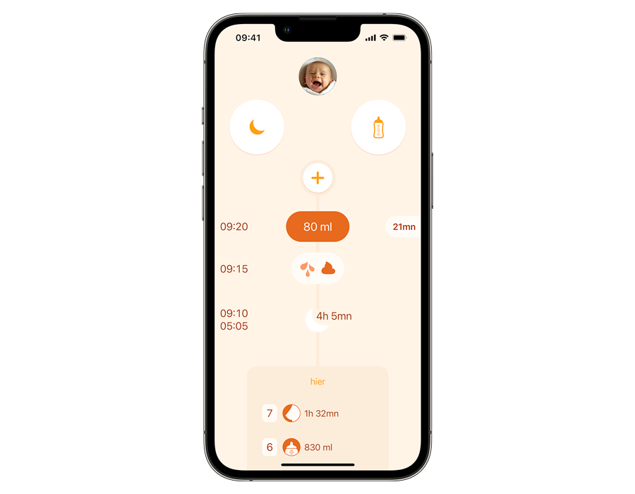 écran de l'app Le Baby'