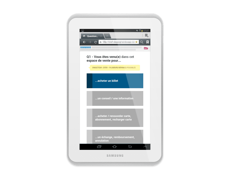 écran de l'application web mobile sncf